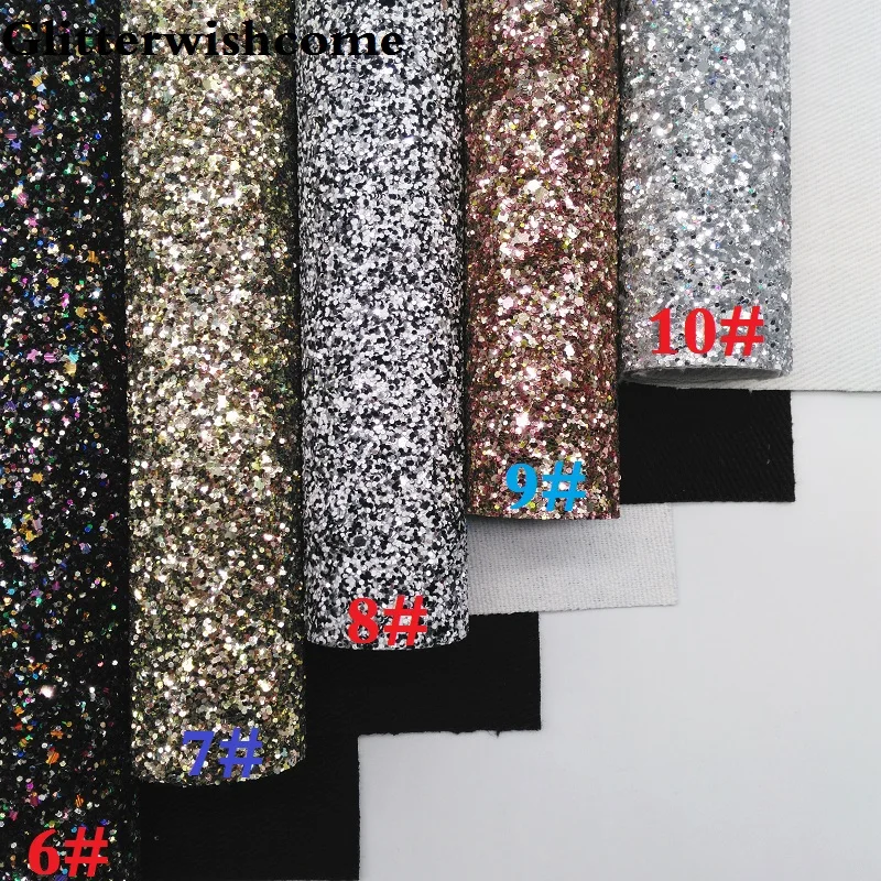Винил Glitterwishcome размера A4 21 х29 см для бантов блестящая массивная кожаная ткань