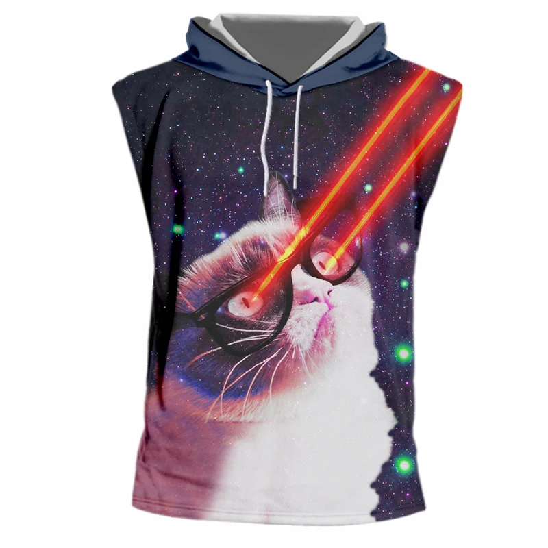 OGKB Хит 3D топы на бретельках для взрослых принт рисунок человеческий Кот звездное
