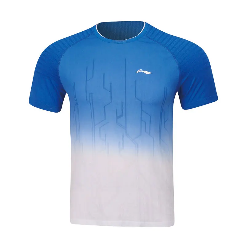 Li-Ning, мужские футболки для бадминтона, обычная посадка на сухости, дышащие, с мононитной подкладкой, спортивные футболки для соревнований, топы, AAYP067 MTS3047 - Цвет: AAYP067-1H