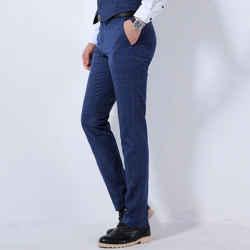 Мужской костюм брюки клетчатые не гладить деловые формальные высокое качество