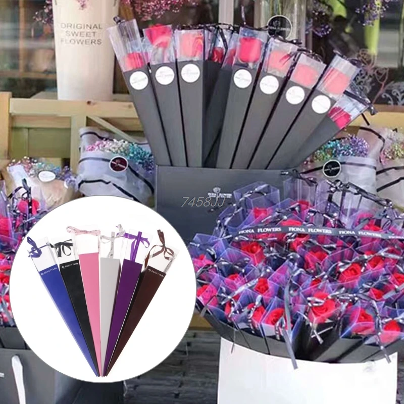 1 шт Элегантный один цветок Роза конус Подарочная коробка День Святого Валентина