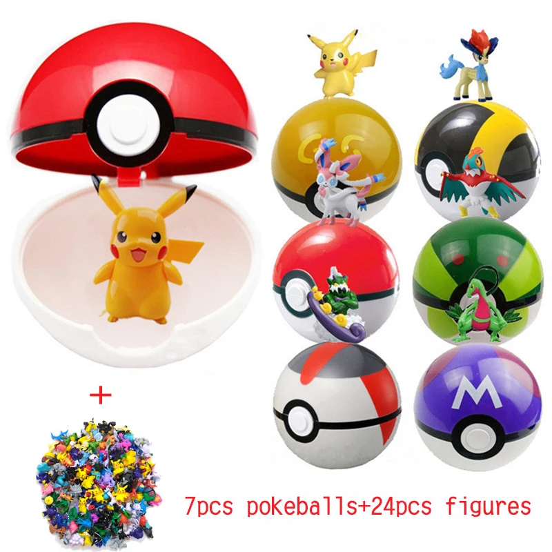 Songge 7 шт. Pokeball + 24 Фигурки игрушки для детей японский фильм и ТВ фигурки героев