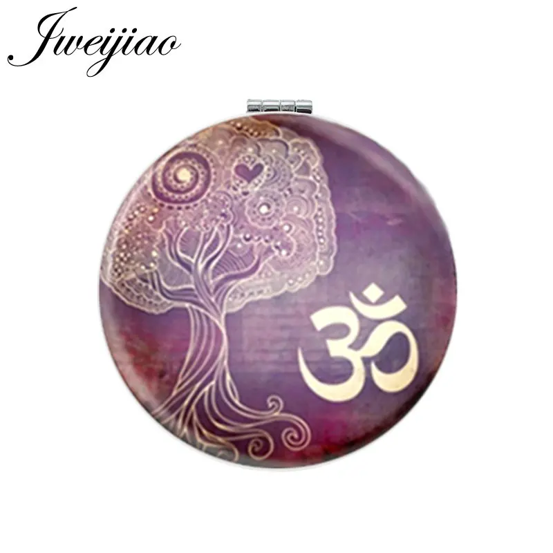 JWEIJIAO круглое зеркало для макияжа Yoga Tree 30 OM Faith мини складное компактное