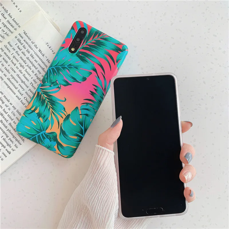 Летний художественный чехол с цветами для huawei p20 lite Mate20 pro матовый Силиконовый