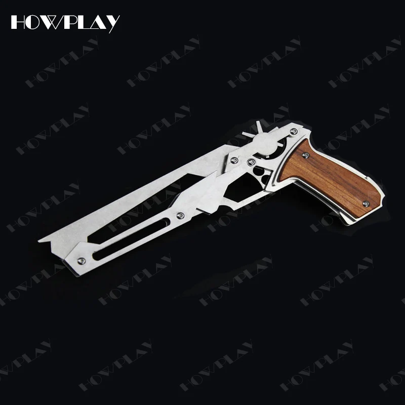 HowPlay пистолет с резиновой лентой Металлический Игрушечный Пистолет деревянная