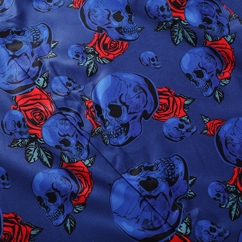 Skull Rose Floral Shirts Men Long Sleeve Slim Fit 3D Casual Tops Camisas Hombre Autumn Shirt Chemise Male Clothing | Мужская одежда