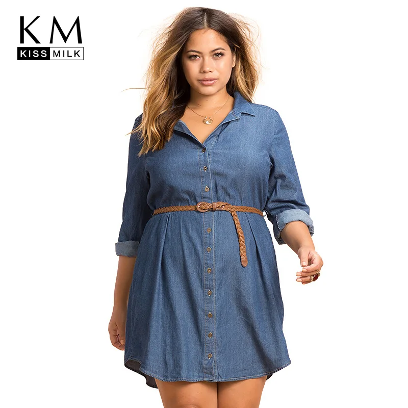 Женское платье kissmilk Повседневное большого размера с длинным рукавом 3XL 6XL|loose