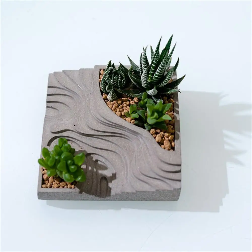 

Succulent Plant Flower Pot Silicone Mold Gypsum Cement Fleshy Flower Bonsai DIY Ashtray Candle Holder Mould