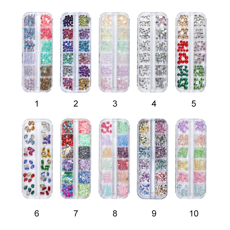 Multi-size Nail Rhinestones 3D Crystal AB Clear Nail Stones Gems Pearl DIY Nail Art Decorations Gold Silver Rivet Rhinestone