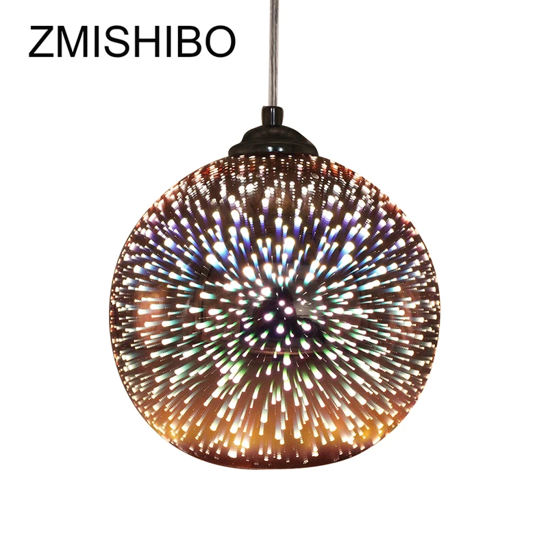 Zmisibo 3D фейерверк E27 стекло подвесные светильники розовое золото абажур украшение