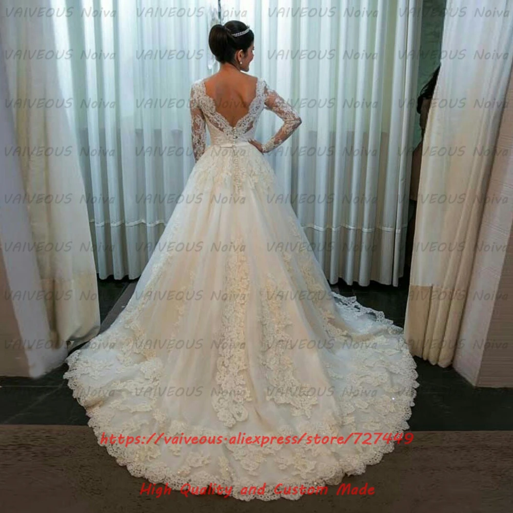 Новое Кружевное платье невесты Vestido de Noiva винтажное свадебное с длинными рукавами