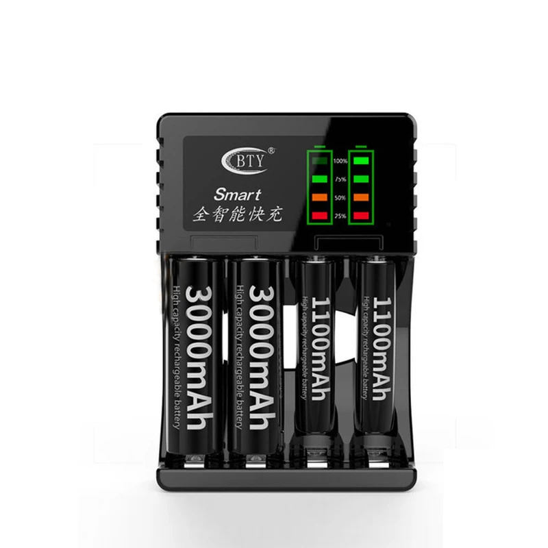 4 слота светодиодный дисплей питания USB умное зарядное устройство для AA AAA 5 или 7