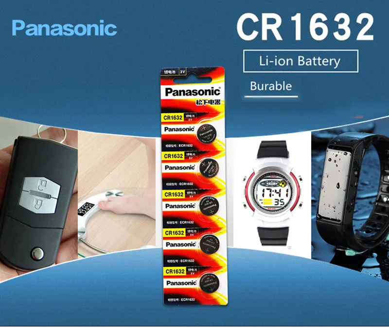 5PCA Panasonic cr1632 Кнопочная батарея для монет 3v часы с дистанционным управлением ключи от автомобиля DL1632 ECR1632 GPCE1632 литиевая батарея