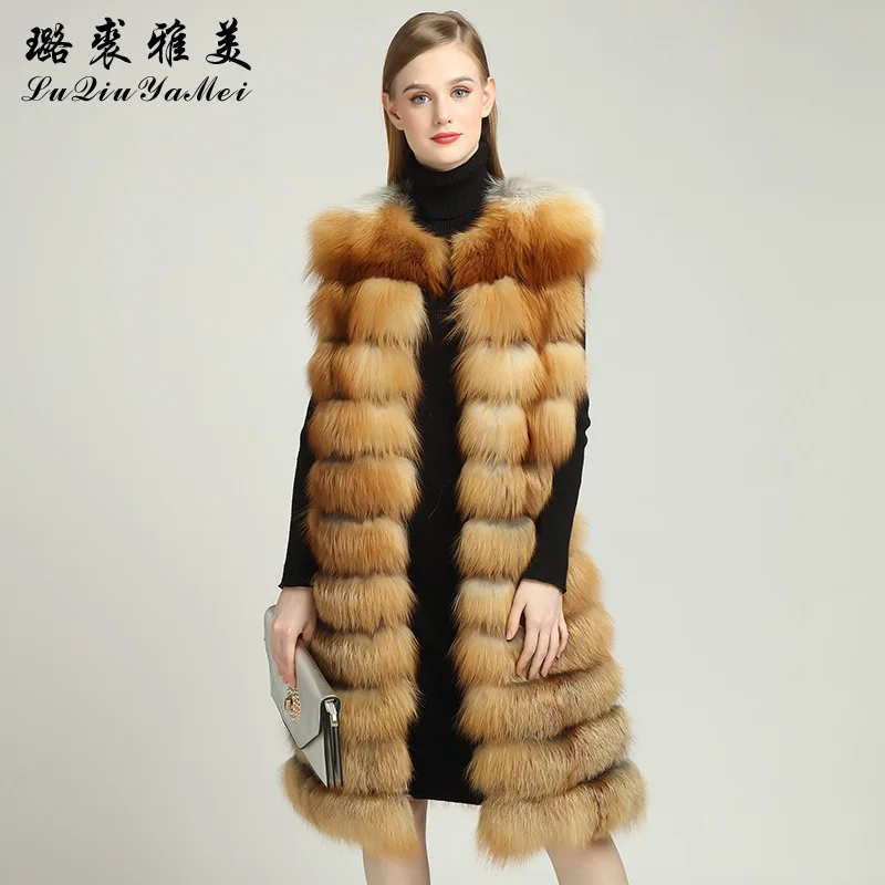 X-Long жилет из натурального меха без рукавов натуральный красный Лисий мех зима