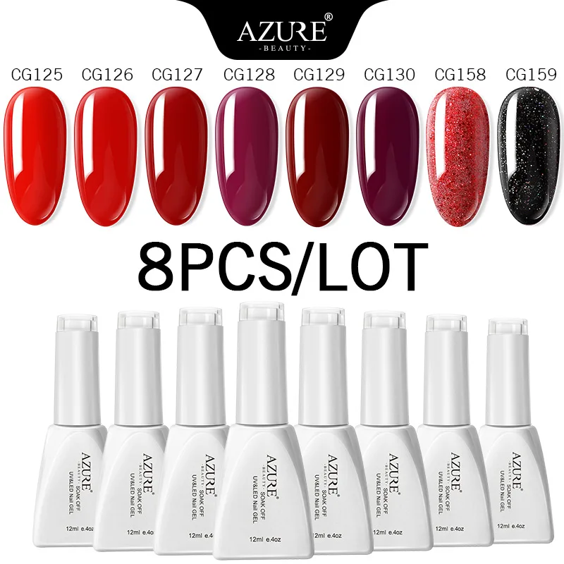 Гель лак для ногтей Azure Beauty 8 шт./лот удлиненный УФ дизайна своими руками