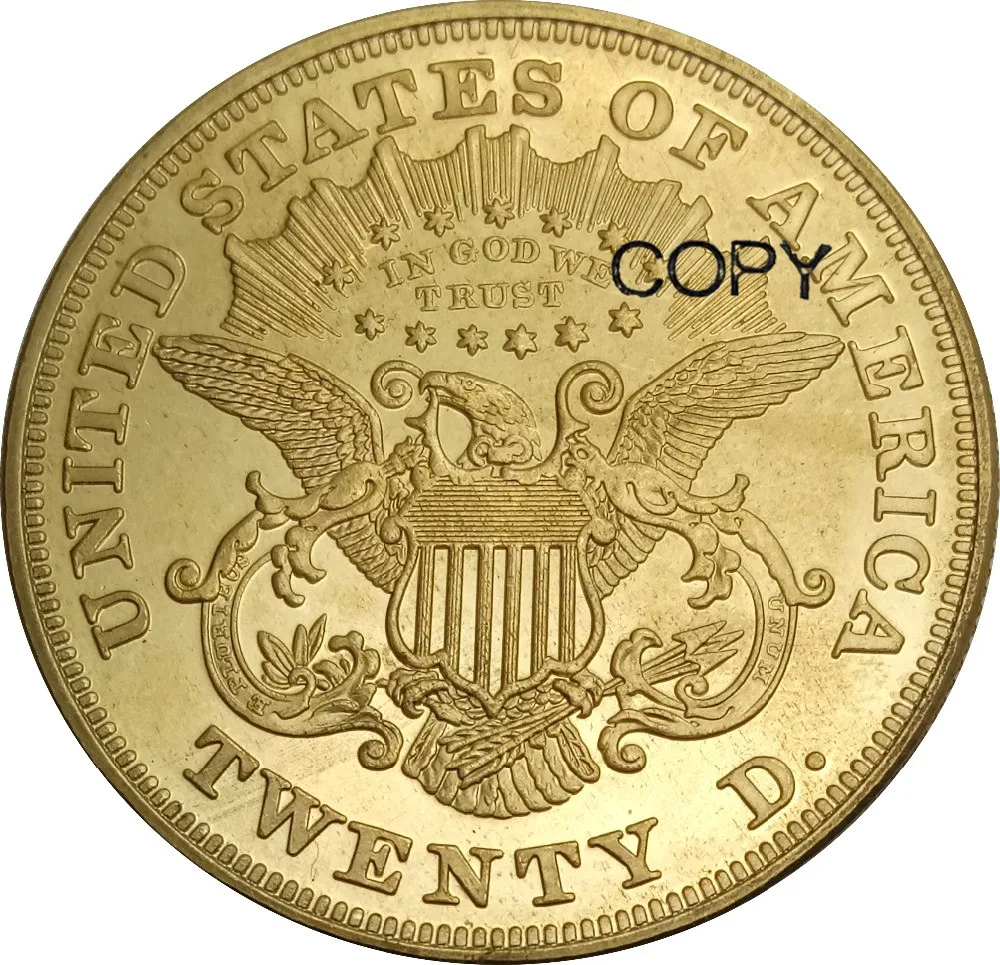 Американский двойной Орлан с головой свободы на 20 долларов девизом Twenty D. 1867 s
