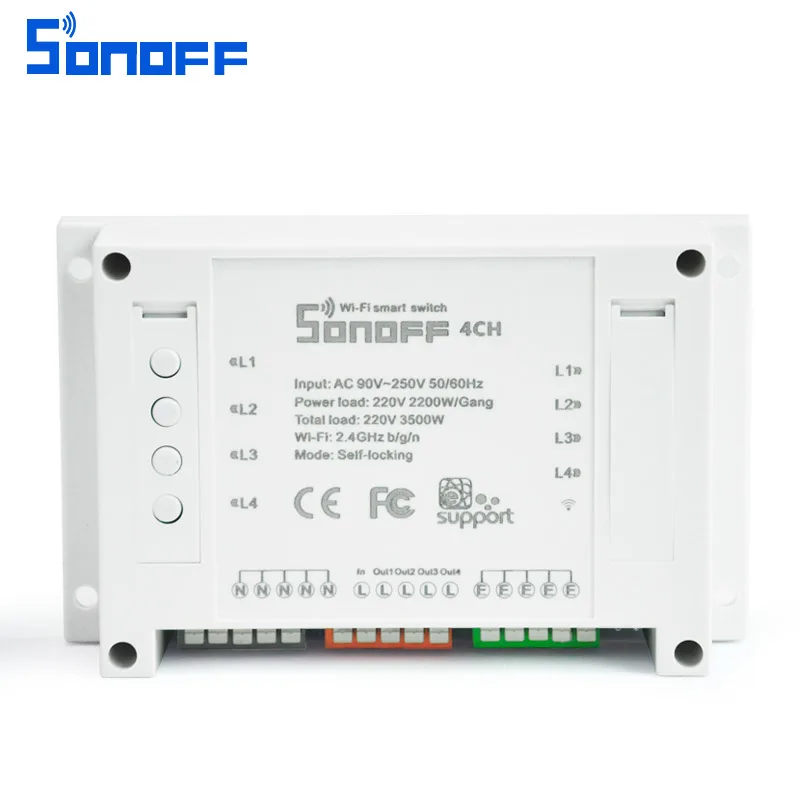Умный выключатель Sonoff универсальный дистанционный 4 канальный переключатель с