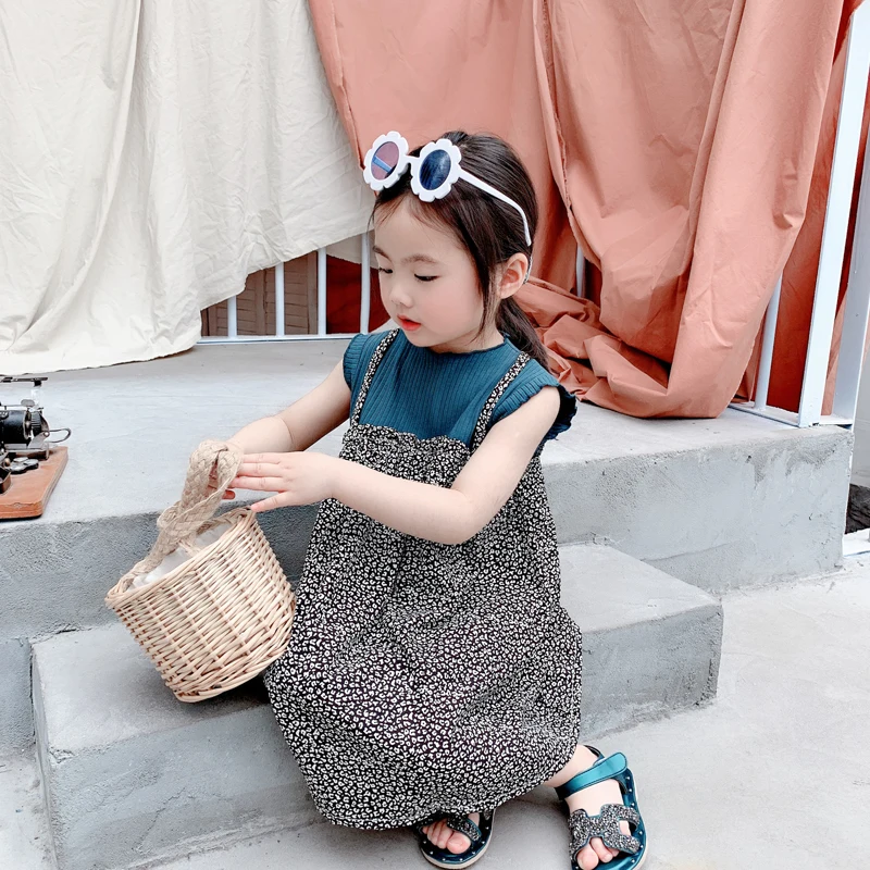 Платье для девочек Новинка лета 2019 детская одежда принцессы с цветочным рисунком