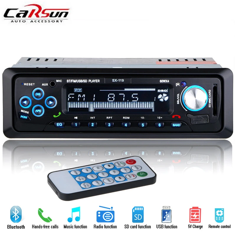 

New 12V Car Stereo FM Radio MP3 Audio Player Support Bluetooth Phone with USB/SD MMC Port Car Electronics In-Dash 1 DIN