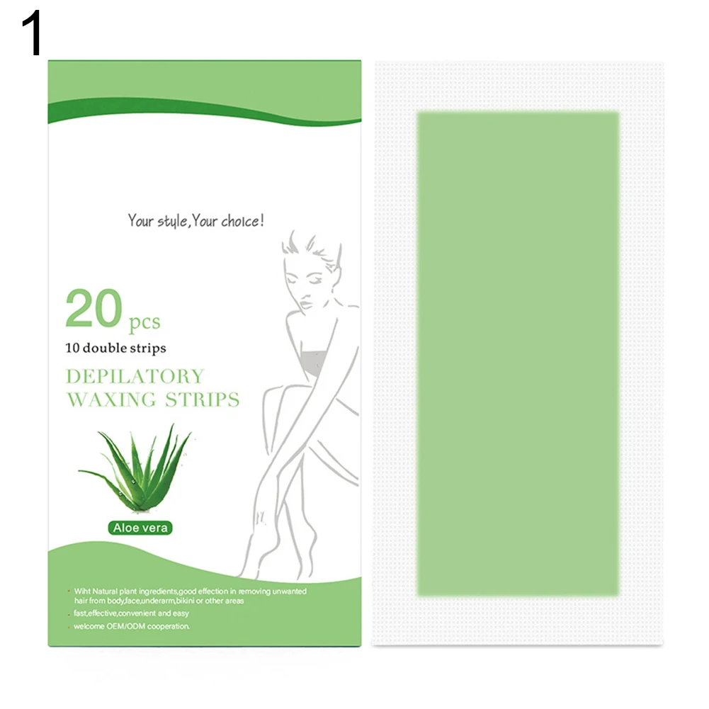Aloe Самые популярные 20 шт Двухсторонние одноразовые кисточки для губ рука удаление волос восковые бумажные полоски наклейки - Цвет: Aloe