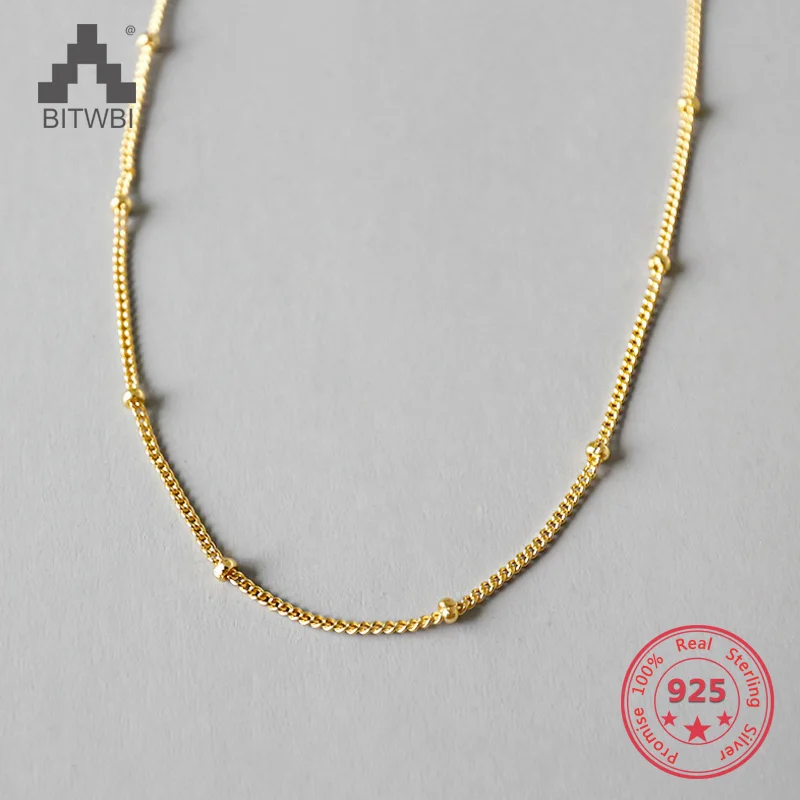 

Hot Sale S925 Sterling Silver Necklace Exquisite Round Beads Clavicle Chain Necklace Women Fashion Jewelry Choker Necklace Womem