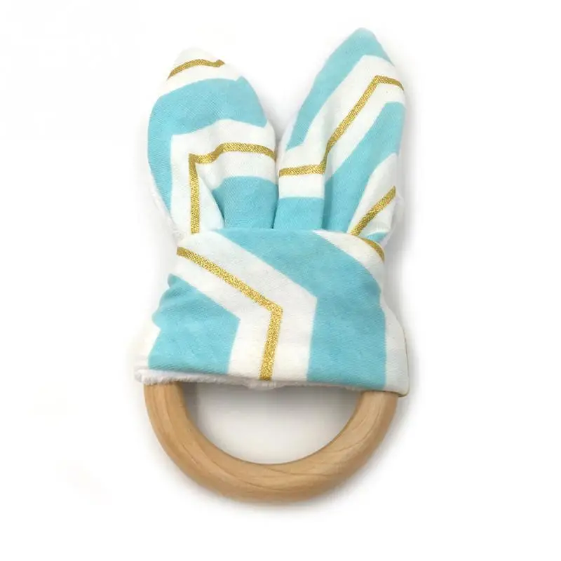 Натуральный Деревянный Прорезыватель с заячьими ушками сенсорная игрушка