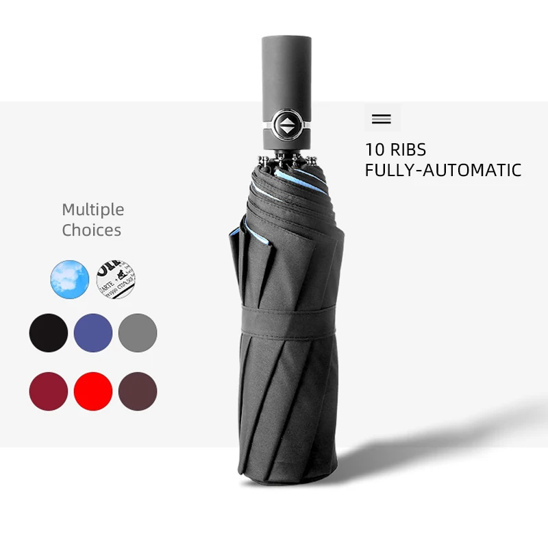 10 ребер полностью автоматический Ветрозащитный Зонт от дождя женский