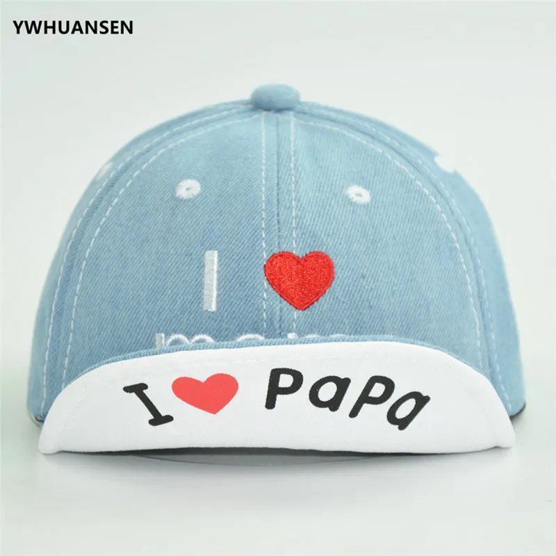 YWHUANSEN весна лето I Love Mama& Papa детская бейсбольная Кепка с вышивкой джинсовая Детская кепка для девочек мальчиков головные уборы для детей