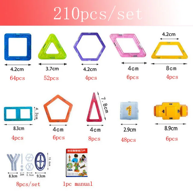 210 шт Мини Магнитные строительные блоки игрушки модели Brinquedos &amp DIY Строительные