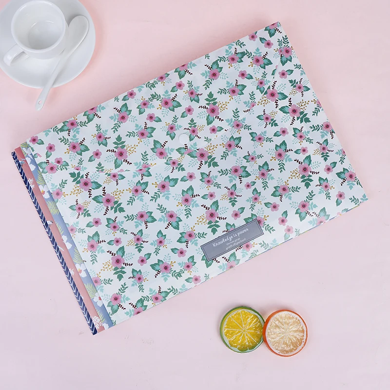 А4 большая емкость Сумка для документов прочная папка защелкивающаяся Цветочная