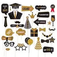 30pcs Photobooth Выпускные фото реквизит набор холостяцкая Кепка вечерние принадлежности Выпускной фото стенд реквизит баннеры класса градусов вечерние украшения - Цвет: 30pcs Photobooth