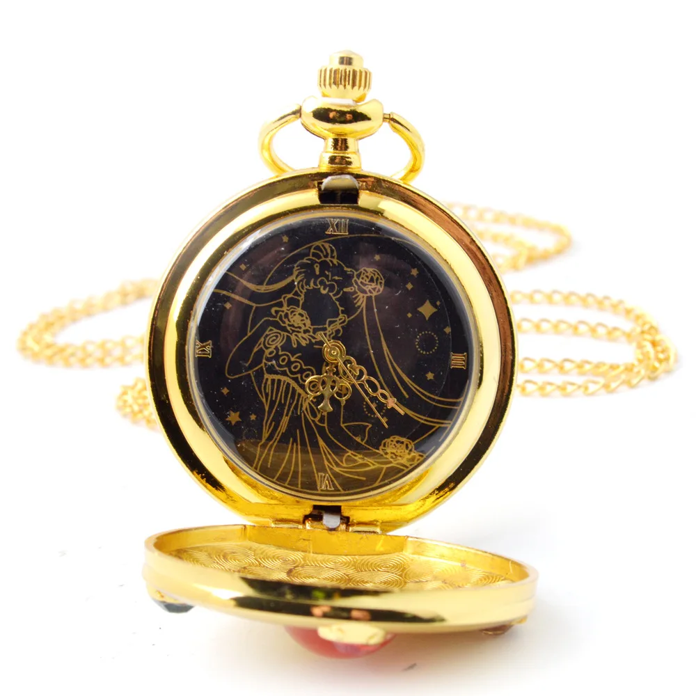Аниме Cardcaptor Card Captor Sakura карманные часы ожерелье Звезда драгоценный камень кулон ювелирные изделия цепь часы для женщин девочек Рождественский подарок