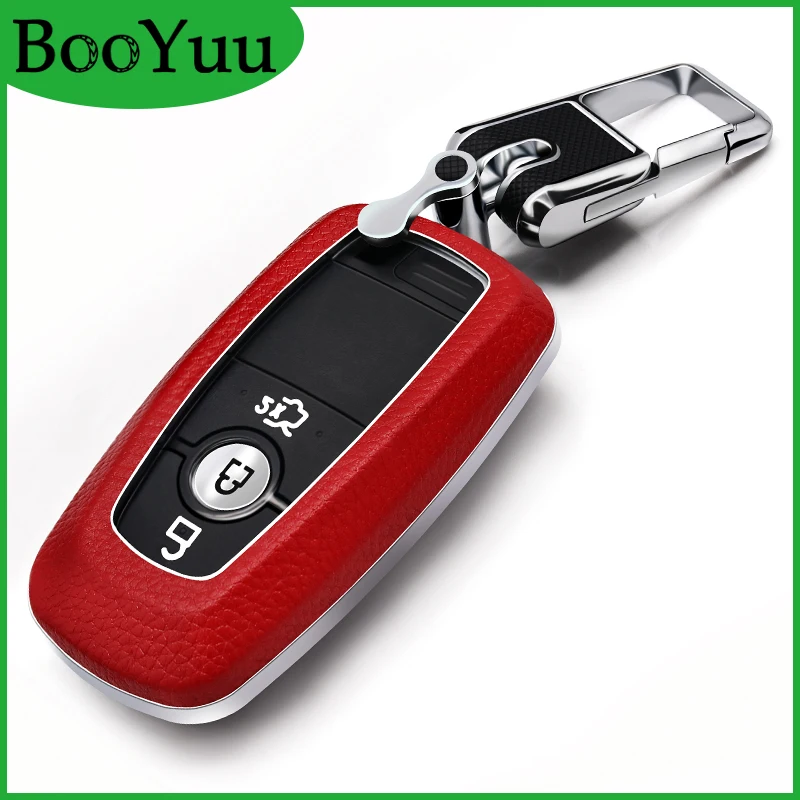 BooYuu верхний слой кожа + ABS пульт дистанционного ключа автомобиля ключ чехол для Ford