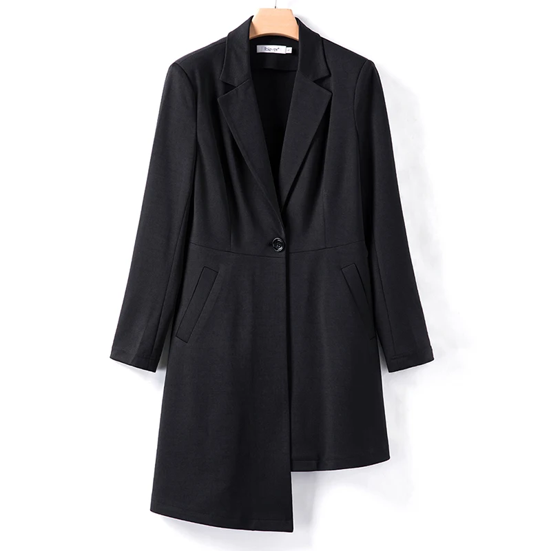 Women Blazers And Jackets Spring Autumn Fashion Single Button Plus Size Blazer Ladies Office Solid Irregular Jacket Coat chifave | Женская
