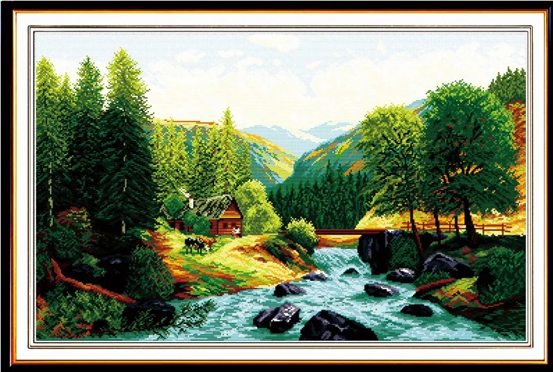 

Bridge River Home cross stitch kit 18ct 14ct 11ct count printed canvas stitching embroidery DIY handmade needlework