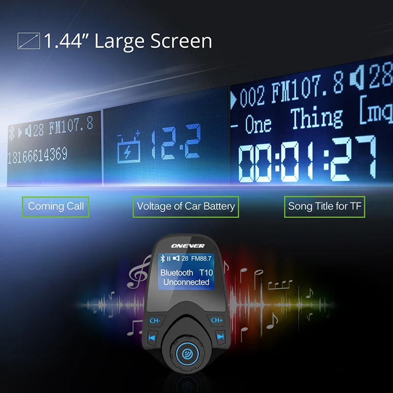 Автомобильный FM модулятор Onever с MP3 плеером Bluetooth ЖК дисплеем и USB зарядкой|fm