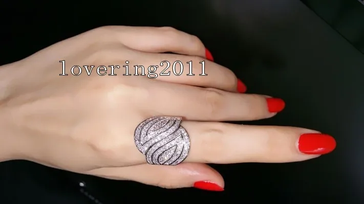 choucong Pave set 100PCS Stone 5A Zircon stone 10KT White Gold Filled Wedding Band Ring For Women Sz 5-11 Gift | Украшения и