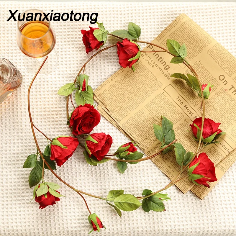 Xuanxiaotong 1 шт. 150 см Искусственный цветок розы лоза для домашнего сада балкон