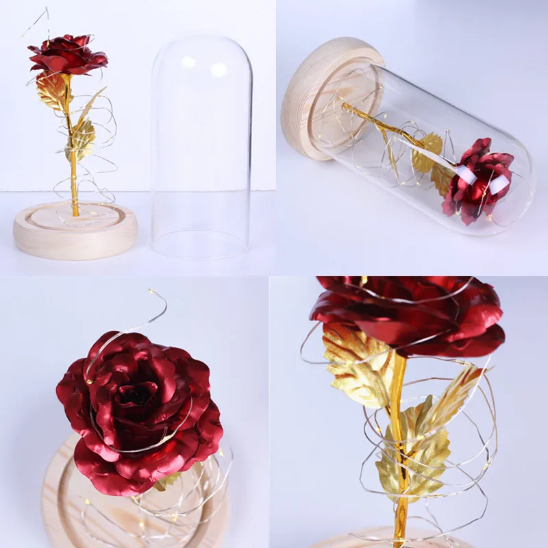 Роза и Зверь в Стеклянном Куполе Красота Навсегда Романтический Подарок на День Святого Валентина, День Рождения, Свадебное Украшение.