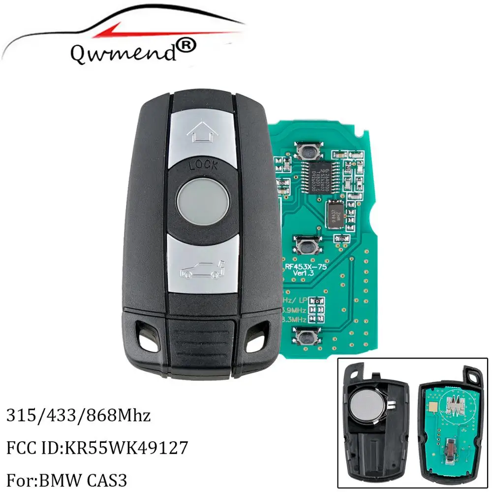 3 кнопки 868 МГц PCF7945chip дистанционный ключ для BMW 1 5 6 7 Series Smart CAS3 X5 X6 Z4 KR55WK49127|3 keys|smart key