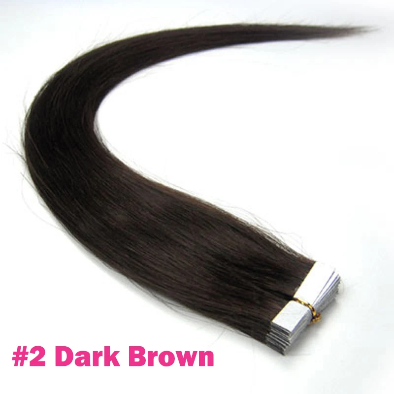ZZHAIR, а так же 30 г-70g 1" 16" 1" 20" 2" 24" фабричного производства, переходящие плавно от темного к светлому) волос Пряди человеческих волос для наращивания 20 шт./упак. пряди волос на ленте, волосы на Клейкой Ленте имитирующей кожу - Цвет: #2