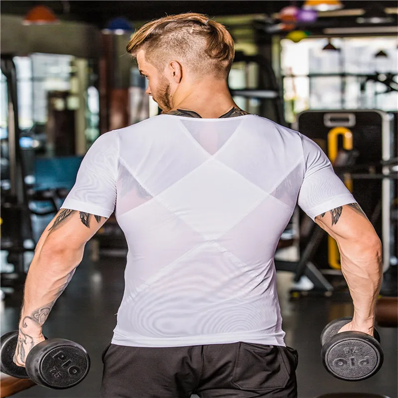 Men's Shapers Slimming Belt Belly tshirts Waist Corsets Posture Corrector Underwear Male Breathable Compression Body Shaper