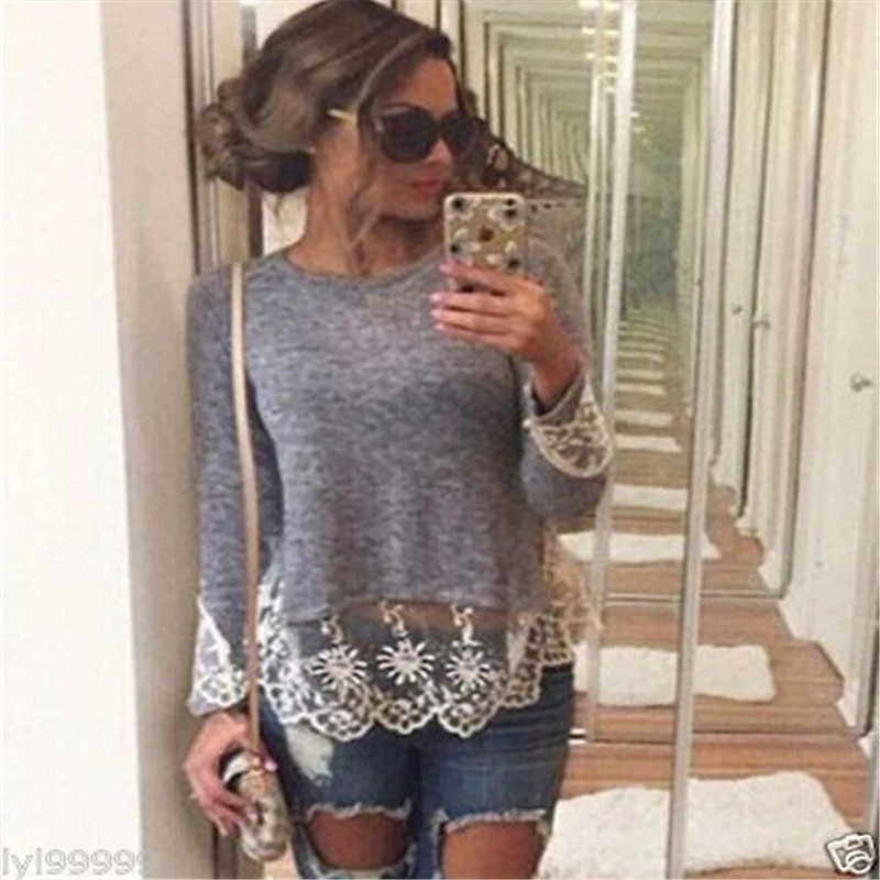 Женская кружевная блузка в стиле пэчворк повседневная элегантная офисная с