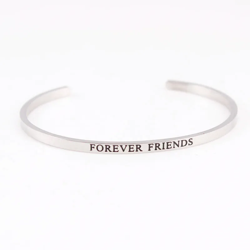 Новые серебряные C Форма Нержавеющая сталь браслет с гравировкой позитивный