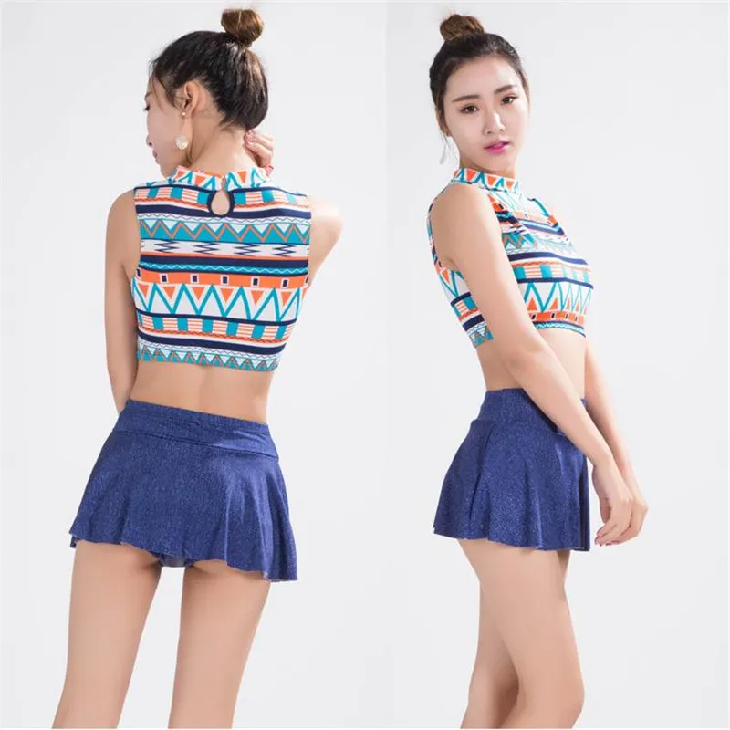 Новинка 2017 купальник женский Консервативная юбка Сплит плоской Штаны пикантные