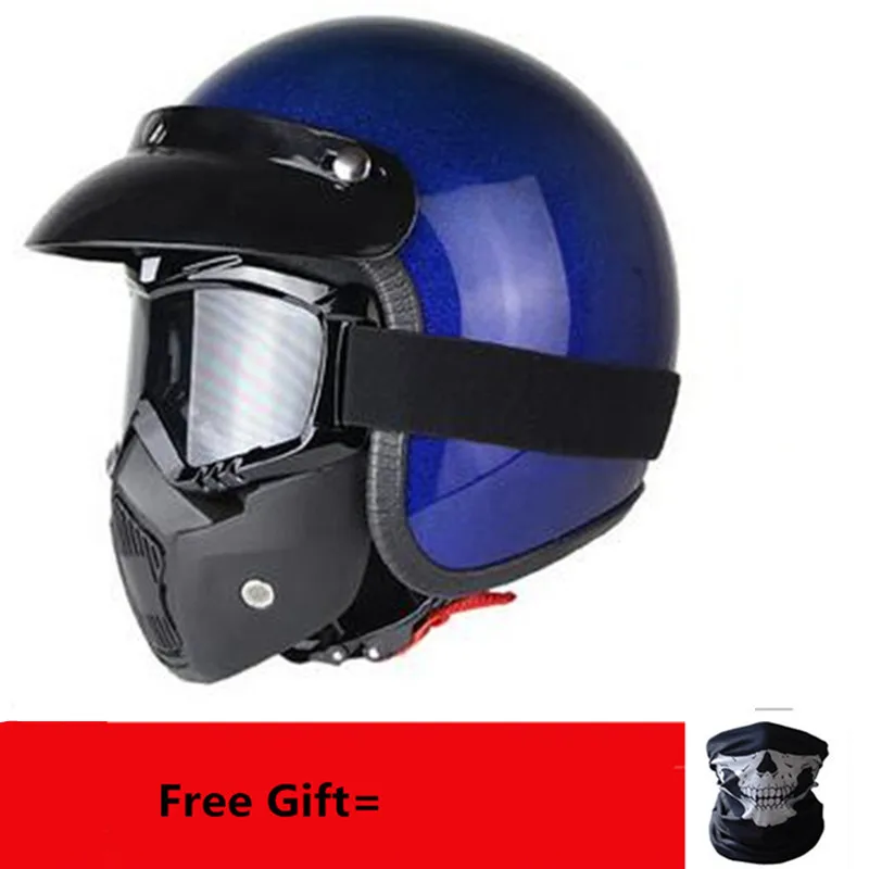 New arrival helmets open face 3/4 helmet personalized mens womens vintage retro motorcycle cascos de motociclistas helmets gold - Цвет: shine blue