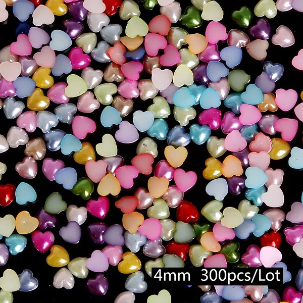 4mm heart 20-1000 намоток Mix 37 Цвета жемчуг имитация кабошон одежды декор с изображением сердечка цветка бусины ABS принадлежности DIY Швейные аксессуары - Цвет: 4mm heart