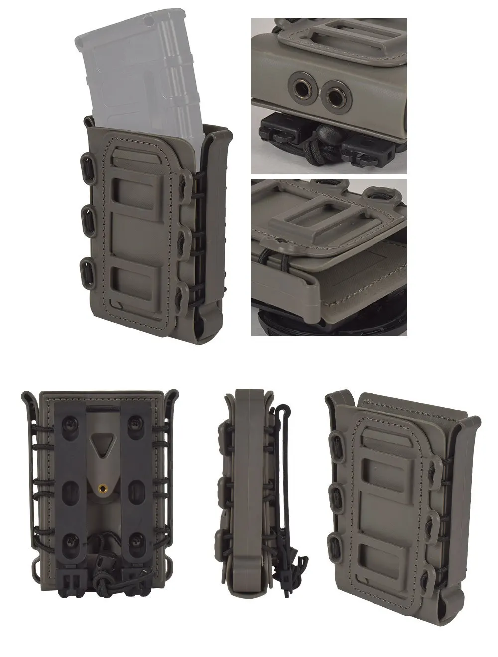 7.62mm Molle Military Tactical Magazine Ambidextrous Modular Rifle Fast Mag Pouch Belt Mount Hunting Airsoft Gun Bag