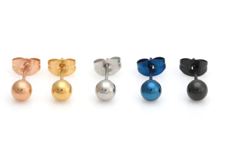 Хит продаж женские и мужские круглые серьги гвоздики из нержавеющей стали