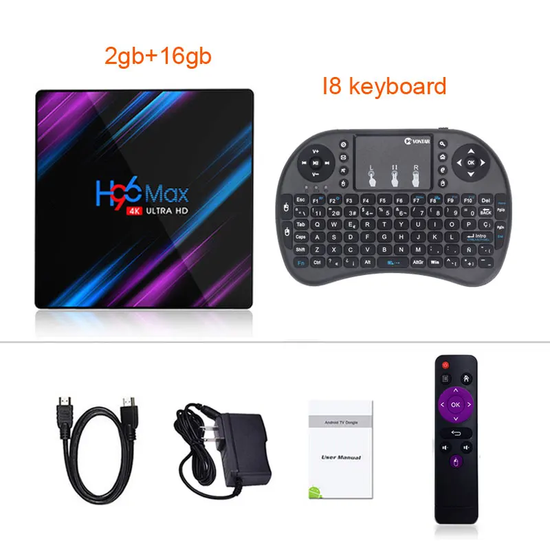16gb-I8 Air Mouse 4 ГБ ОЗУ 64 Гб 4 к Смарт ТВ приставка Android 9,0 H96 MAX Plus RK3328 ТВ приставка 2,4g/5G wifi H96Max+ pk T9 android 8,1 медиа pl - Цвет: 16gb-I8 Air Mouse